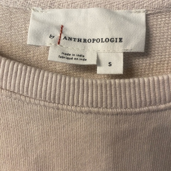 Anthropologie Sleeveless Muscle Sweatshirt Accents Tan Cream EUC S-M oversized - Picture 5 of 12